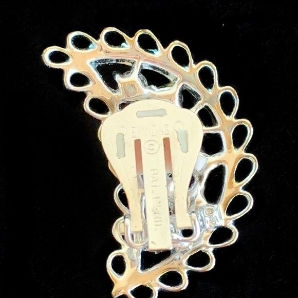 Emmons vintage ab rhinestone filagree leaf earrings and  matching pin set mint - Picture 16 of 16
